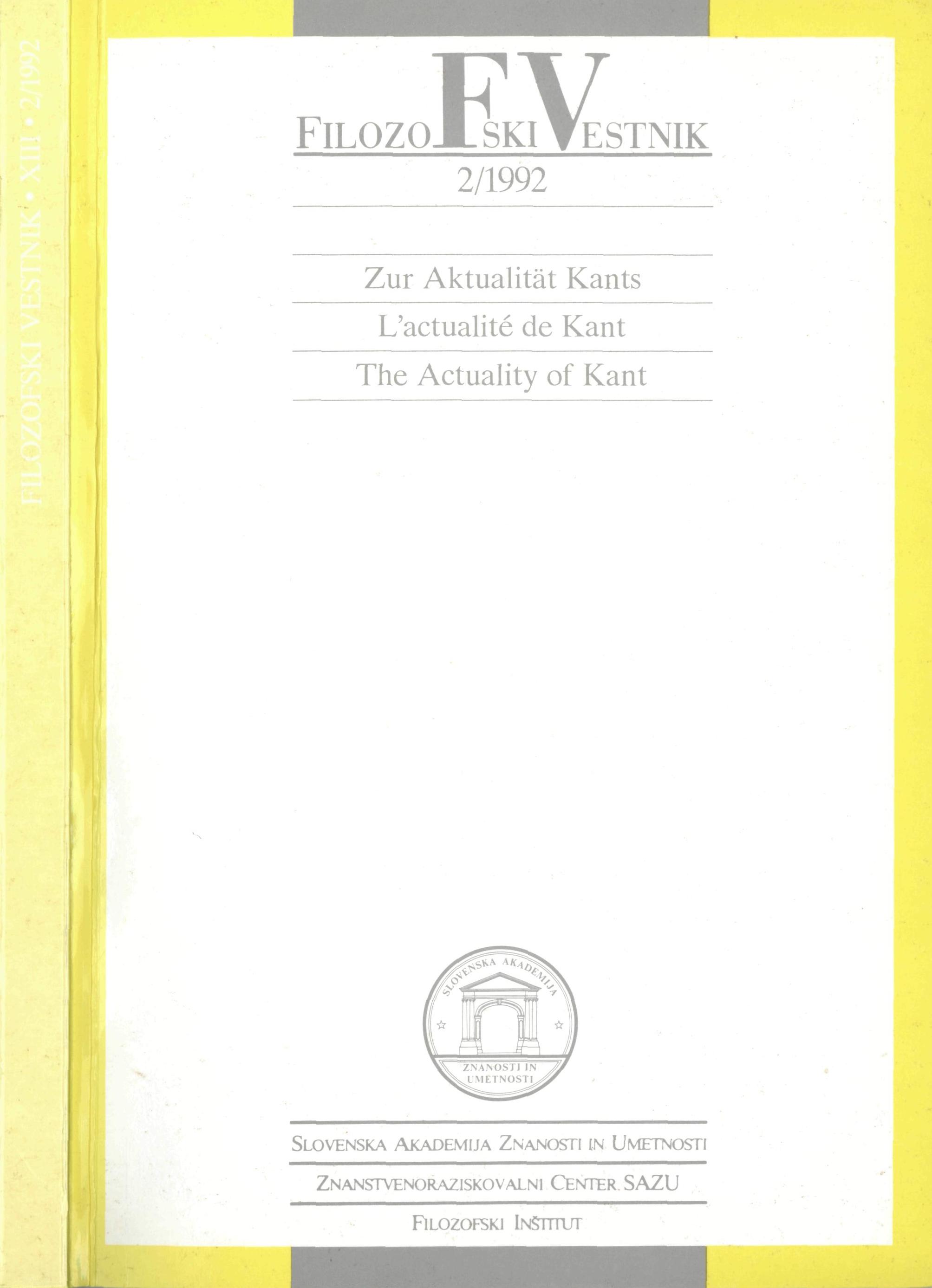 					View Vol. 13 No. 2 (1992): The Actuality of Kant
				
